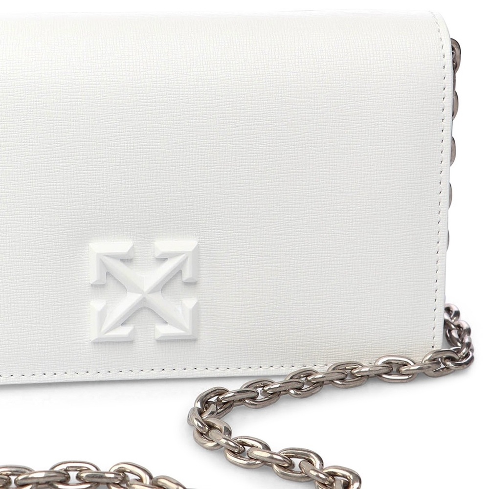 Off-White White Clutch with Silver Chain